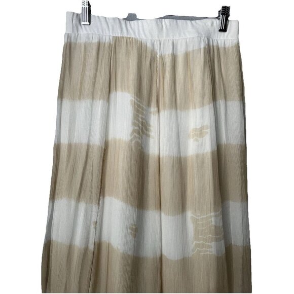 Chicos Maxi Skirt XS/Sz 0 Yellow/White Gauzy Floaty Ripple Hem Elastic Waist - Picture 3 of 3